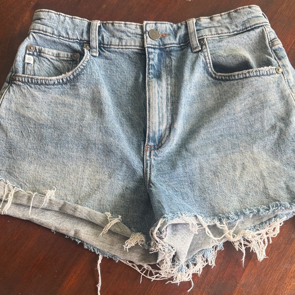 AG Adriano Goldschmied Light Blue Denim Cutoff Shorts. Size 27
